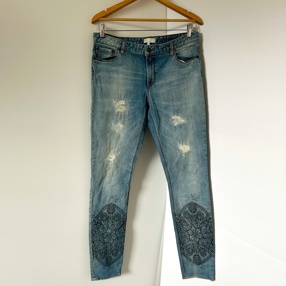 EUC Odd Molly Sundance Carola Henna Tattoo Boho Ankle Jeans
